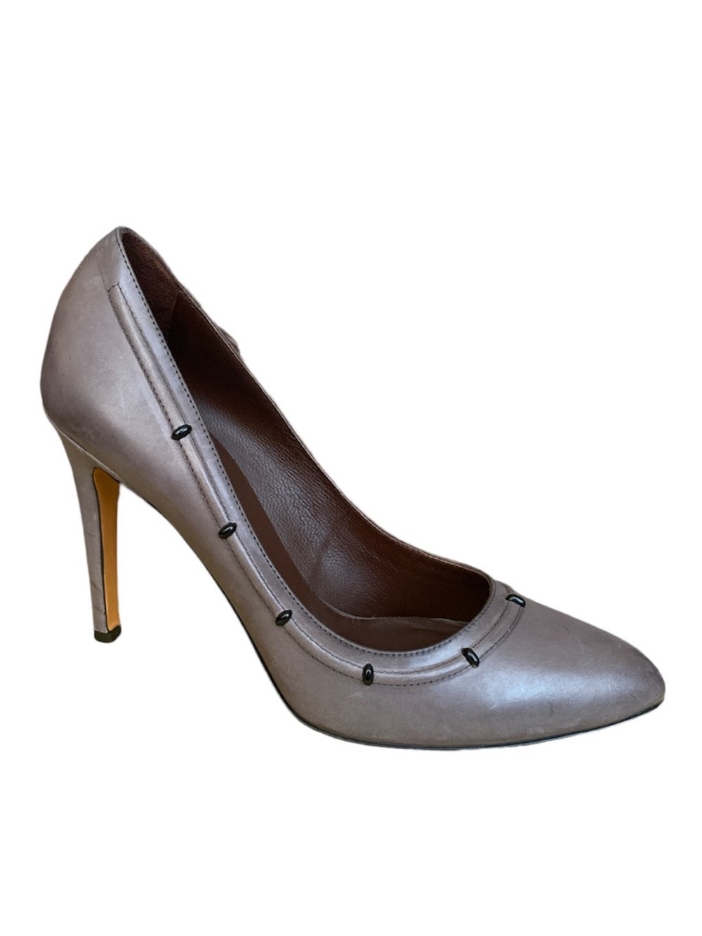 Bruno Magli metal grommets taupe grey high heels size EU 39.5 US 9